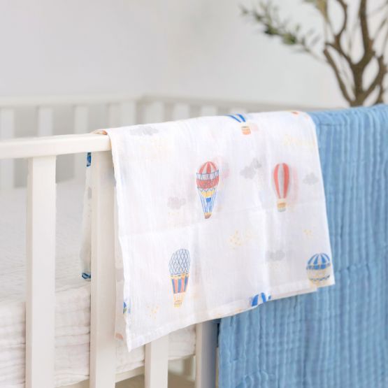 Baby Organic Swaddle - Hot Air Balloon (Personalisable)