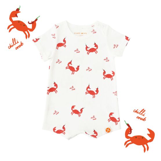 A Singapore Series - Baby Romper in Chilli Crab Print