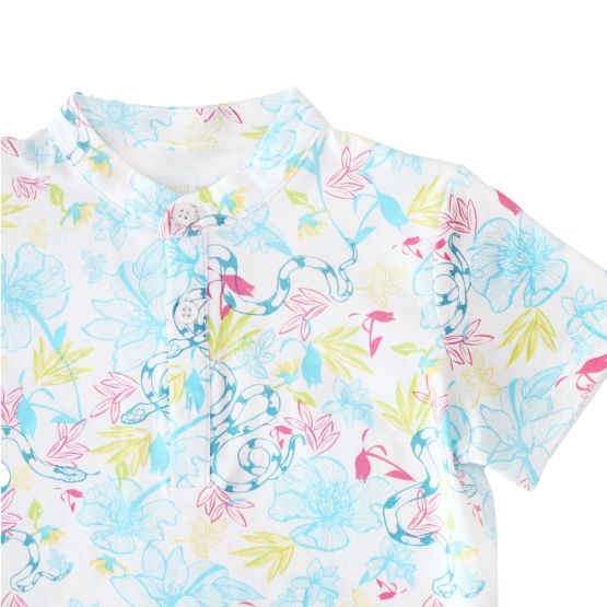 Zodiac Series - Boys Jersey Shirt in White Floral Snake Print
