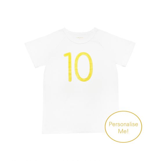 Number 10 Tee in White/Gold (Personalisable)