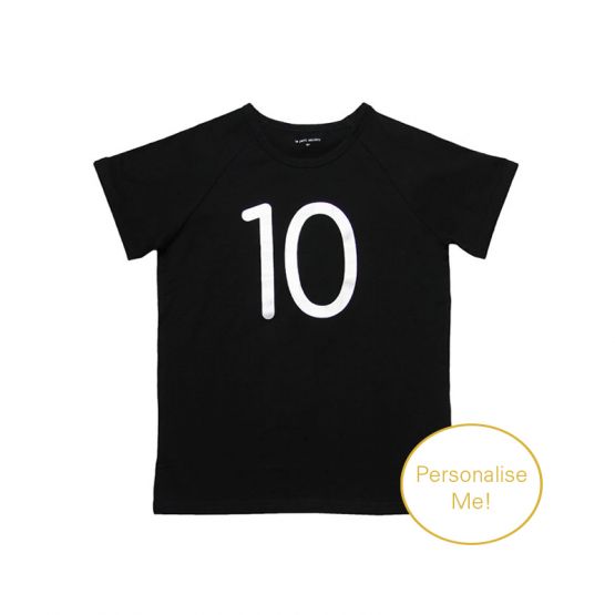 Number 10 Tee in Black/Silver (Personalisable)