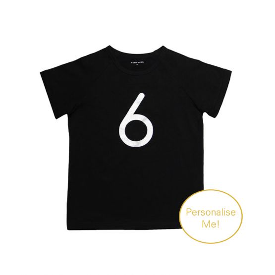 Number 6 Tee in Black/Silver (Personalisable)