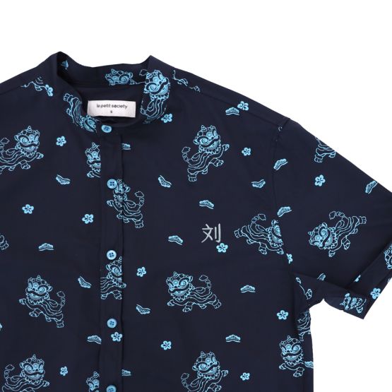 Lion Dance Series - Men's Shirt in Navy Lion Print (Classic Fit) (Personalisable)