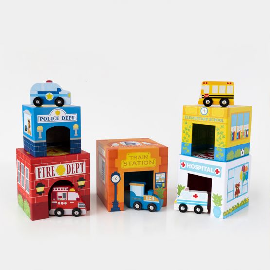 *New* Stackables Nested Cardboard Toy Set - Busy City by OOLY