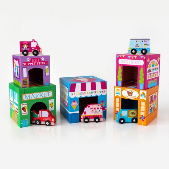 *New* Stackables Nested Cardboard Toy Set - Rainbow Town by OOLY