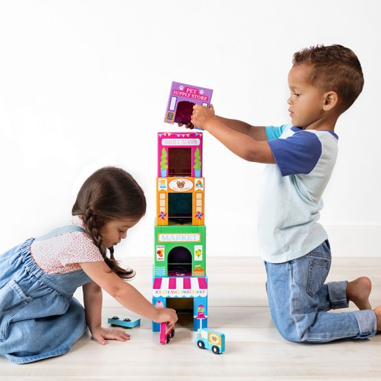 *New* Stackables Nested Cardboard Toy Set - Rainbow Town by OOLY