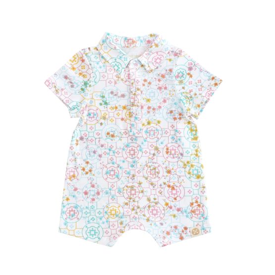 Chinese Motif Series - Baby Boy Jersey Romper in Pastel Rainbow Motif (Personalisable)