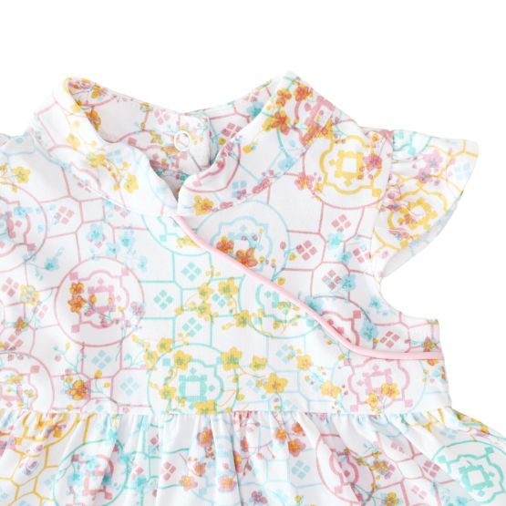 Chinese Motif Series - Baby Girl Jersey Cheongsam in Pastel Rainbow Motif