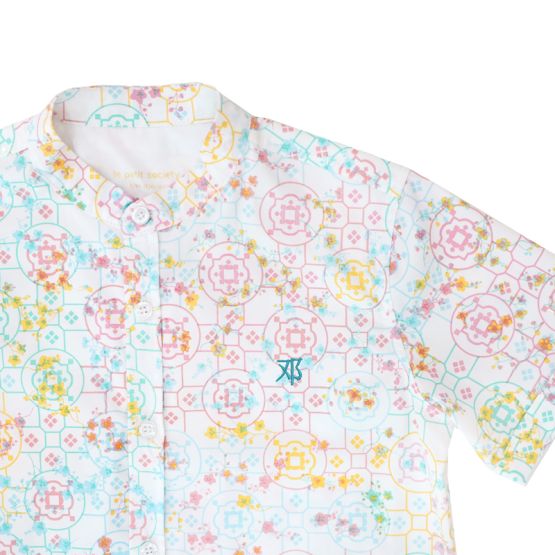 Chinese Motif Series - Boys Shirt in Pastel Rainbow Motif (Personalisable)