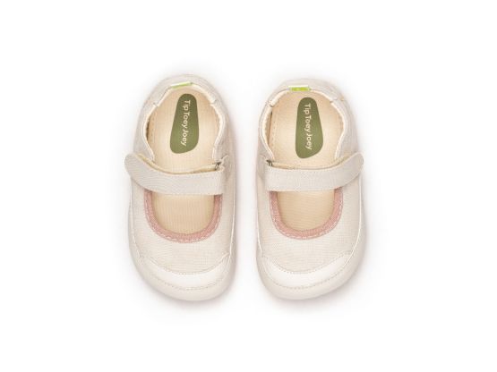 Gaia Green Mary Janes - Lona Cream / Lona Rosa Quartzo by Tip Toey Joey