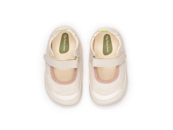 Gaia Green Mary Janes - Lona Cream / Lona Rosa Quartzo by Tip Toey Joey-EUR25