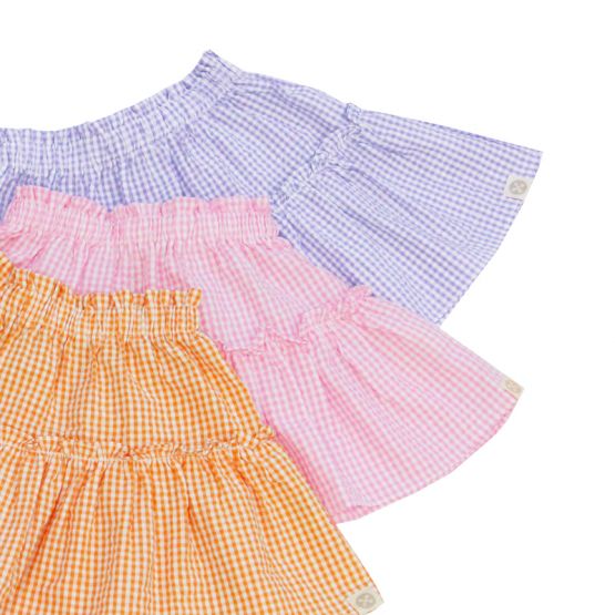 Resort Series - Girls Tiered Skirt in Orange Gingham