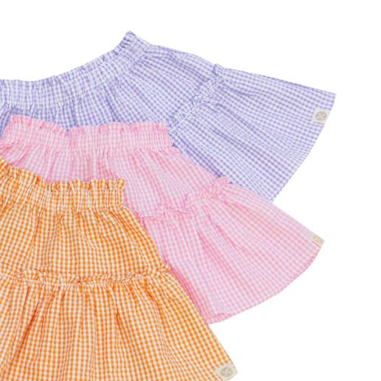 Resort Series - Girls Tiered Skirt in Orange Gingham