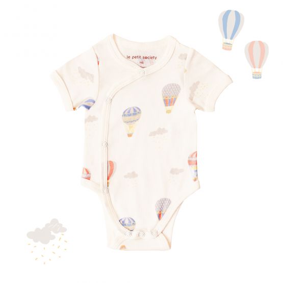 Baby Organic Romper in Hot Air Balloon Print (Personalisable)