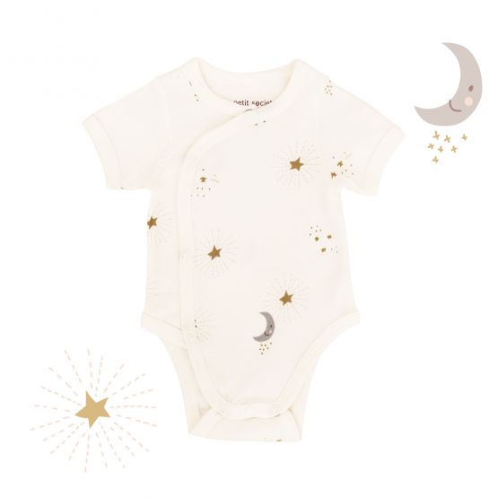 Baby Organic Romper in Moon & Stars Print (Personalisable)