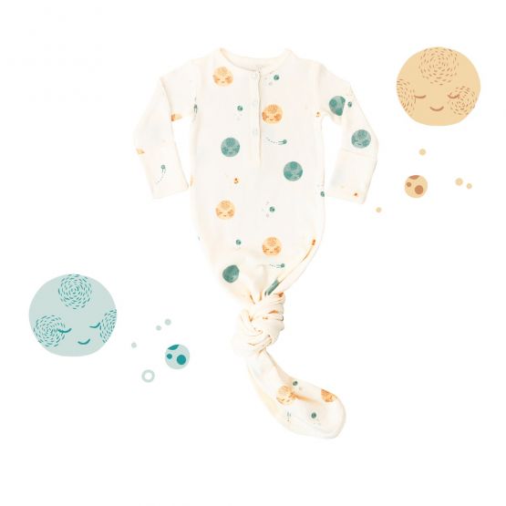 *New* Baby Organic Knotted Gown in Planets Print (Personalisable)