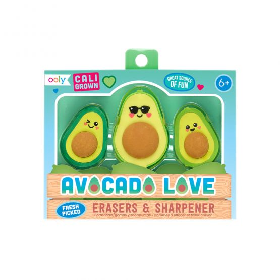 Avocado Love Erasers and Sharpener (Set of 3) by OOLY