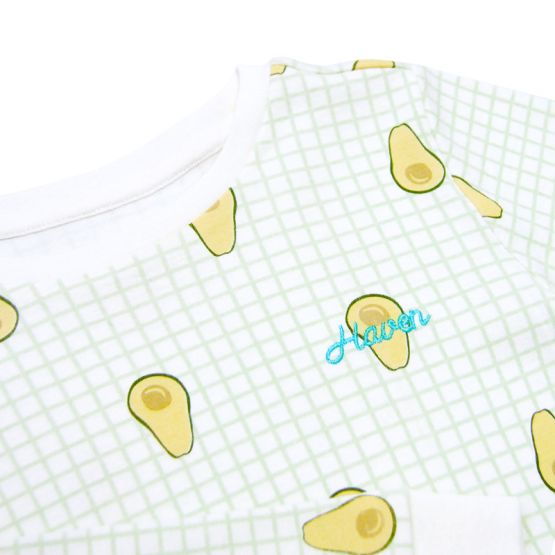 Personalisable Kids Long Sleeve Organic Pyjamas Set in Avocado Print