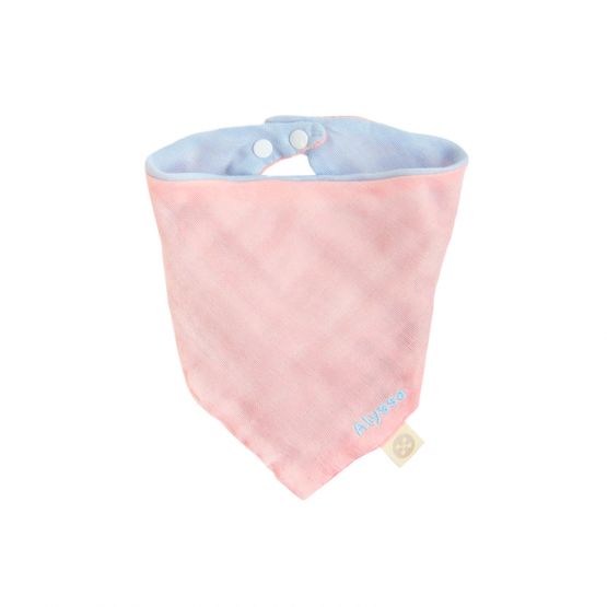 Reversible Baby Bandana Bib in Baby Pink & Baby Blue (Personalisable)