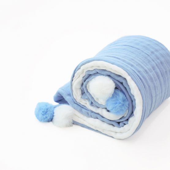 *New* Double Thickness Baby Comforter in White and Baby Blue