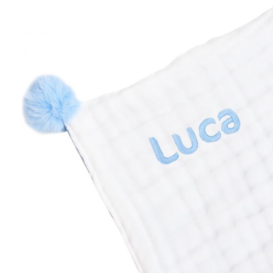 Double Thickness Kids/Adult Comforter in White and Baby Blue (Personalisable)