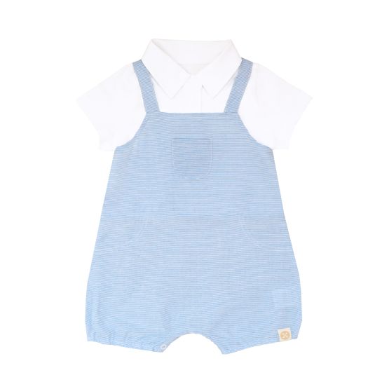*New* Baby Boy Overalls in Blue Stripes (Personalisable)