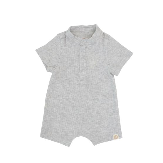 Baby Boy Rib Knit Romper in Grey
