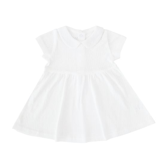 *New* Baby Girl Dress in White Pointelle Cotton