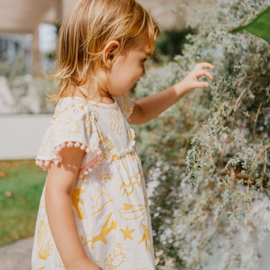 Resort Series - Baby Girl Flutter Sleeves Baby Doll Dress in Island Print