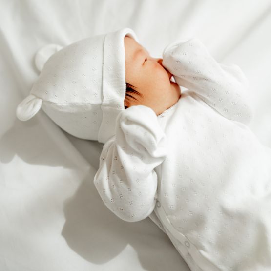 *New* Baby Organic Long Sleeve Kimono Romper in White