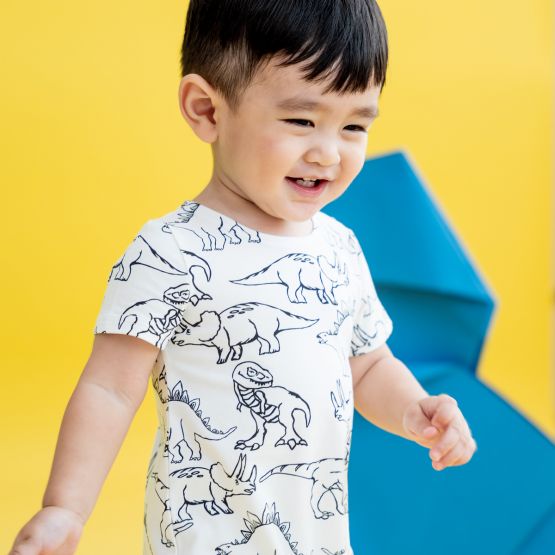 *New* Made for Play - Baby Romper in Dino Sketch Print in White