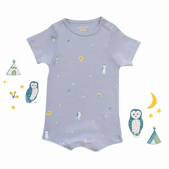 Baby Organic Short Sleeve Romper in Owl Print (Personalisable)