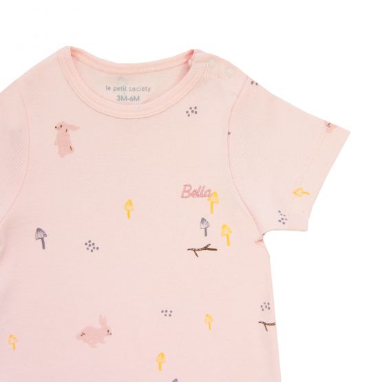 *New* Personalisable Baby Organic Short Sleeve Romper in Rabbit Print