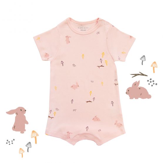 *New* Personalisable Baby Organic Short Sleeve Romper in Rabbit Print