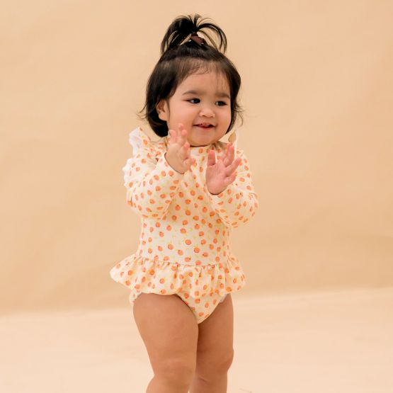 Baby Ruffle Swimsuit in Peach Print