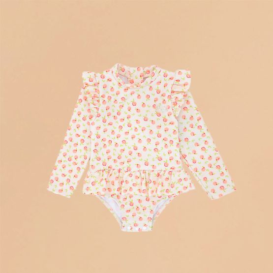 Baby Ruffle Swimsuit in Peach Print