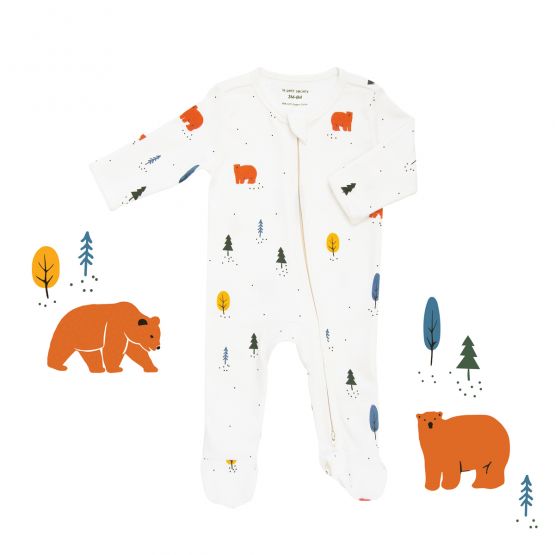*New* Personalisable Baby Organic Zip Sleepsuit in Bear Print