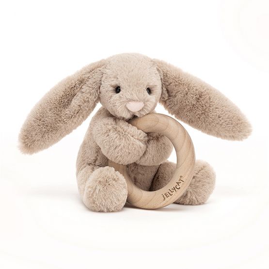 Bashful Beige Bunny Wooden Ring Toy by Jellycat