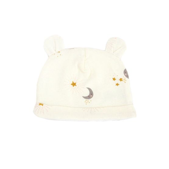 Baby Organic Bear Hat in Moon & Stars Print 