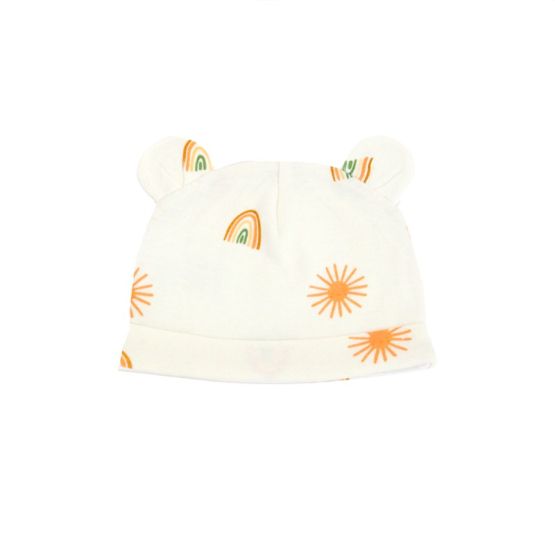 Baby Organic Bear Hat in Sun & Rainbow Print 