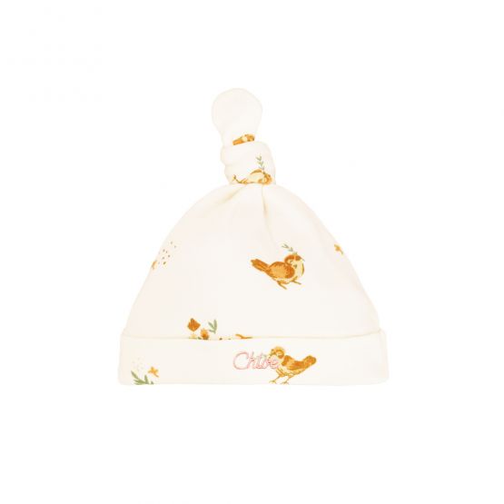 Baby Organic Knotted Hat in Bird Print