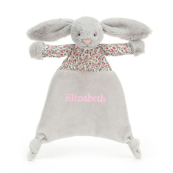 Personalisable Blossom Silver Bunny Comforter by Jellycat