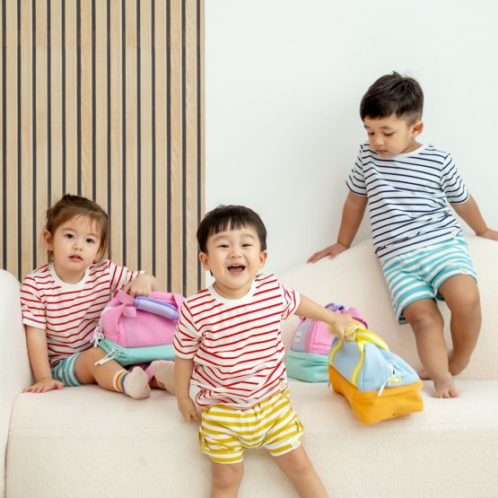 Family Tees - Personalisable Kids Striped Tee in Red