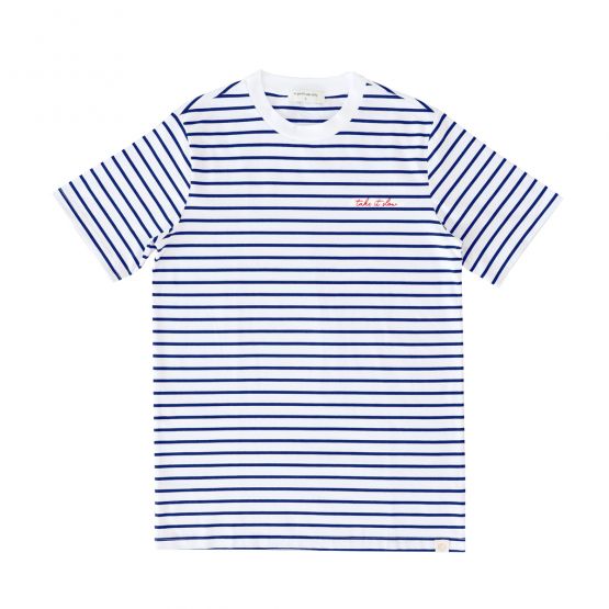 Family Tees - Personalisable Adult Striped Tee in Navy (Unisex)