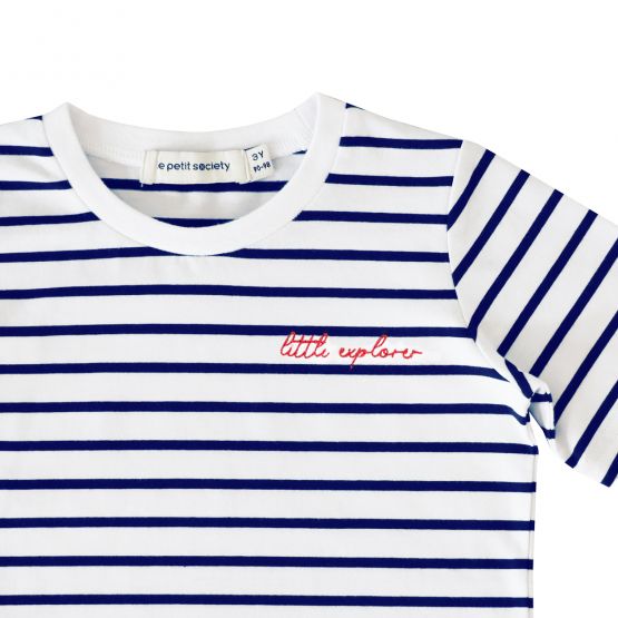 Family Tees - Personalisable Kids Striped Tee in Navy