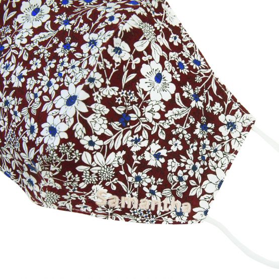 Personalisable Reusable Kids & Adult Mask in Maroon Botanical Print