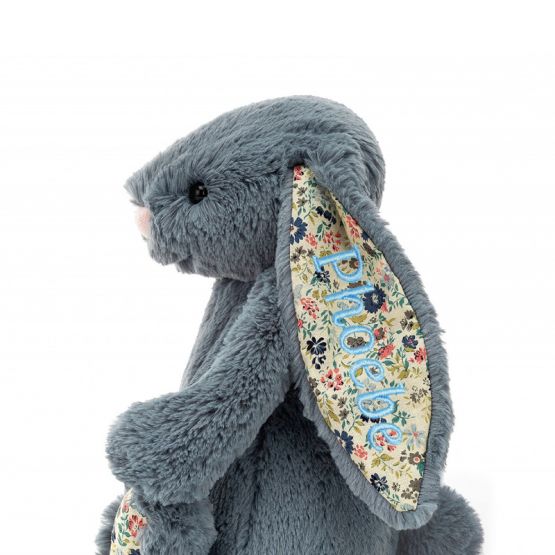 Personalisable Blossom Dusky Blue Bunny by Jellycat