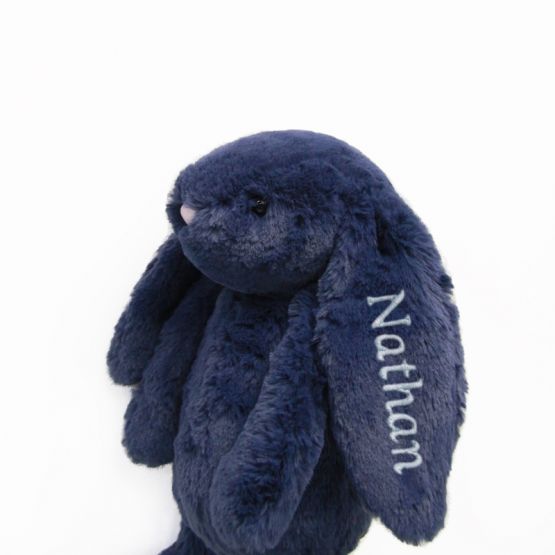 Personalisable Bashful Navy Bunny by Jellycat
