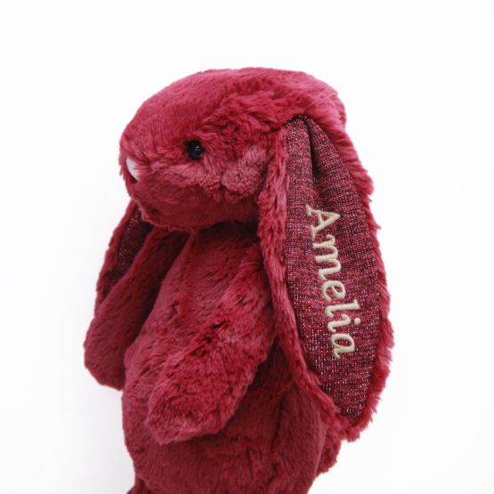 Personalisable Bashful Sparkly Cassis Bunny by Jellycat 