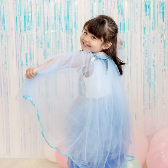 Flower Girl Series - Long Cape in Blue (Sample Sale - One Size Only)